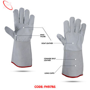 Gants de soudage TIG en cuir de chèvre de 12 pouces avec pouce d'aile et manchette fendue en cuir de vachette Mitaines en cuir Soldadura Pakistan - Product Image 2