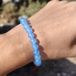 Handmade Vintage Blue Quartz <b>Beaded</b> Silver Plated <b>Bracelet</b> 8mm Smooth Moon Shape Healing Gemstone Children's Jewelry Gift Third - Product Image 2