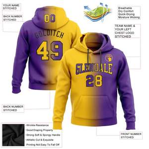 High Quality Purple Yellow Gradient Design Fleece Full Dye Sublimation Sweatshirts <b>Jumpers</b> Mens 100% Polyester Fleece Hoodies - Product Image 2