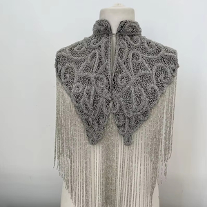 Vestido de fiesta de noche para mujer con capa de cuentas Características de flecos de perlas bordadas hermosas antiestáticas - Product Image 1