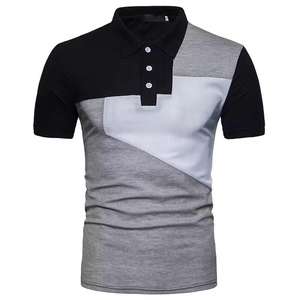 Polos de golf bordados para hombre con logotipo personalizado-Polos tejidos de poliéster y algodón para trabajo con diseño de tres paneles - Product Image 4