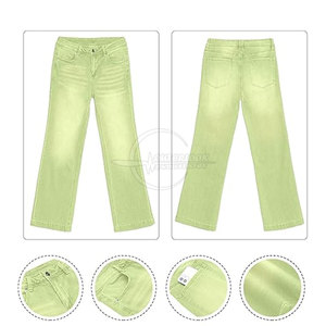 Logo personnalisé femmes pantalon en jean à jambes larges dernière conception Style décontracté devant plat lavé Technique en gros bas quantité minimale de commande sur mesure - Product Image 4