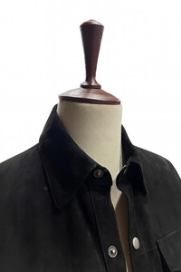 New Men <b>SHIRT</b> GOAT SUEDE BLACK Breathable High Quality Street Style Full Sleeve Winter Formal/Casual Wear ROYAL <b>LEATHER</b> - Product Image 5