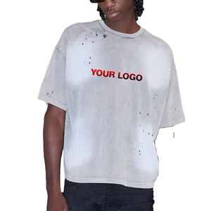 T-shirt sportif à manches courtes en coton pur de haute qualité 260g, coupe ample, gris foncé pour homme - Product Image 1