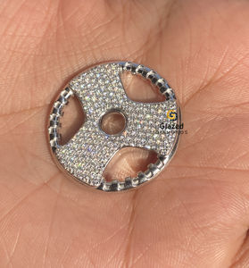 Nouveau volant étincelant glacé pendentif Hip Hop orné de diamants ronds brillants Moissanite or blanc 10K pour unisexe - Product Image 1