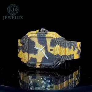 Montre pour homme à quartz automatique de qualité supérieure Iced VVS Moissanite Square Stainless Steel Case Black Yellow Diamond Style - Product Image 2