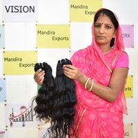 Ekstensi Rambut Manusia India 100% Virgin Remy Cuticle Aligned Bebas Kusut, Gelombang Longgar, Jahitan Ganda Mesin, Ukuran 10-32