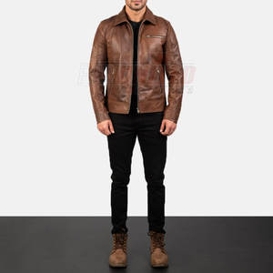 Veste d'hiver élégante à col montant pour hommes avec fermeture à glissière sur le devant Veste en similicuir et cuir PU pour hommes - Product Image 5