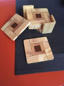 REFER Posavasos de bambú de lujo personalizado Squouare Acacia posavasos de madera para grabado en madera decoración del hogar - Product Image 6