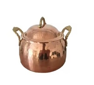 Juego de utensilios de cocina de cazuela martillada de cobre elegante con tapa, increíble calentador de alimentos, olla caliente para cocina, comedor, sopa y ollas - Product Image 1