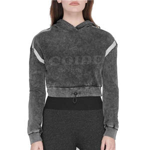 2025 Otoño Invierno ropa mujer suave Crop Top sudaderas con capucha de manga larga Casual algodón personalizado Crop Top sudaderas con capucha - Product Image 1