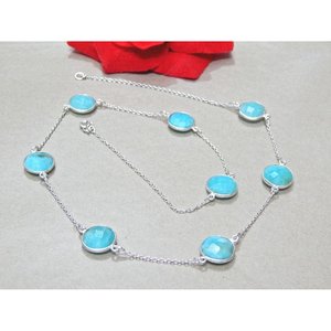 สร้อยคอเงินแท้ 925 ทำมือ พร้อมจี้อเมซอนไนต์ธรรมชาติ สำหรับสร้อยคอพลอย NL0089-GS - Product Image 5