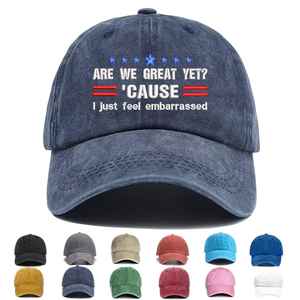 Blue Washed Cotton 6-Panel Dad Hat Embroidered Political Quote Soft Fit Adjustable Sporty Street Outfit Cap Vietnam Wholesale - Product Image 5
