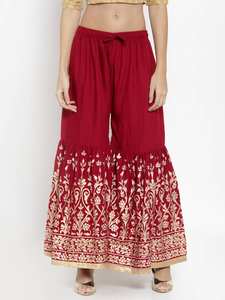 กางเกงพลาสโซสำหรับผู้หญิงกางเกงพลาสโซเย็บพิมพ์ลายผ้าเรยอน - Product Image 2