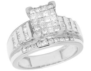 S925 Argent Carré Forme Cluster Rond, Baguette Et Princesse Coupe Moissanite Diamant Anneau avec pour Des Occasions Spéciales - Product Image 2