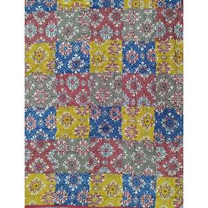 ผ้าห่มเดี่ยวผ้าฝ้ายพิมพ์ลายบล็อกด้วยมือคุณภาพสูง ลายดอกไม้แบบดั้งเดิม งานแฮนด์เมดแบบกันตะ เหมาะสำหรับเด็กทารก ใช้ได้ทั้งฤดูร้อนและฤดูหนาว เนื้อผ้าบางเบา - Product Image 2