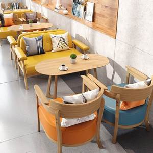 Modern Solid Wood <b>Restaurant</b> Furniture <b>Set</b> Upholstered Booth Seating Round Table Cafe Dining <b>Set</b> Commercial - Product Image 2