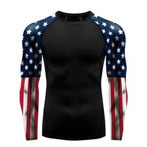 Logotipo personalizado de los hombres MMA Rash Guard Spandex/poliéster de secado rápido transpirable camisa de compresión protección solar ropa deportiva de fábrica - Product Image 5