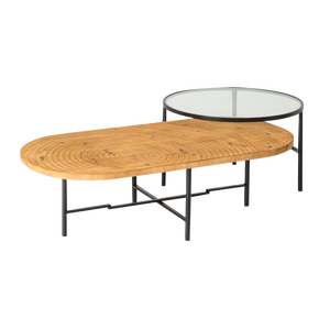 Mesa de centro anidada de pino y metal - Product Image 1