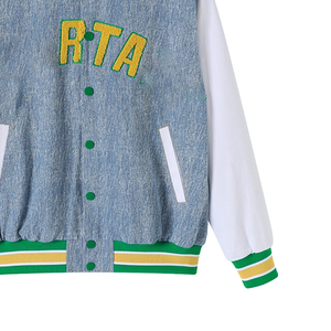 Blouson bomber en denim de l'État de Norfolk, officiel de la fraternité grecque Spartan, streetwear, broderie en chenille sur le devant, imperméable, réversible - Product Image 4