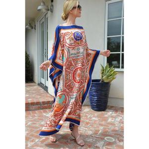 Vestido Largo Kaftan Estampado para Mujer, Diseño Barroco Multicolor, Caftán Largo Holgado, Ropa de Lujo para Vacaciones - Product Image 2