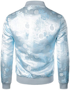 Suministro de fábrica Chaquetas de satén de seda de béisbol para hombres Sublimación personalizada Chaqueta de bombardero de satén de alta calidad para hombres - Product Image 4