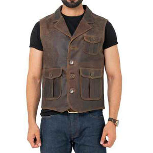 2024 hommes en cuir de vachette véritable gilet Logo personnalisé grande taille formel hiver laine chaud coupe-vent respirant de haute qualité - Product Image 1