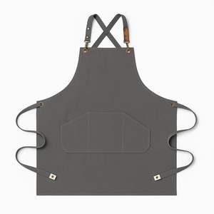 Delantal de Cocina de Lona y Cuero con Logotipo Personalizado, Cierre de Broche y Mangas Cortas, Estilo Sencillo con Bolsillos para Cocina Comercial - Product Image 3