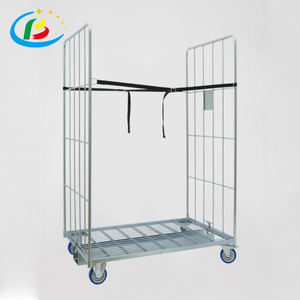 सुपरमार्केट लॉजिस्टिक्स रोल पिंजरे धातु मंच ट्रॉली 3-पक्षीय फोल्डेबल हैंड सुरक्षा भंडारण अनुकूलन योग्य ओएम गोदाम उपकरण - Product Image 5