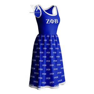 Custom Greek Zeta Phi Beta Sorority Clothing Sublimated Tank Midi Length Ruffled <b>Dress</b> - Product Image 1