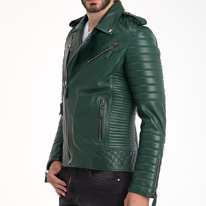 Veste bomber en cuir véritable pour homme, style motard, cuir de vachette de qualité supérieure, imperméable, écologique, séchage rapide, respirant, doublure en fausse fourrure - Product Image 4