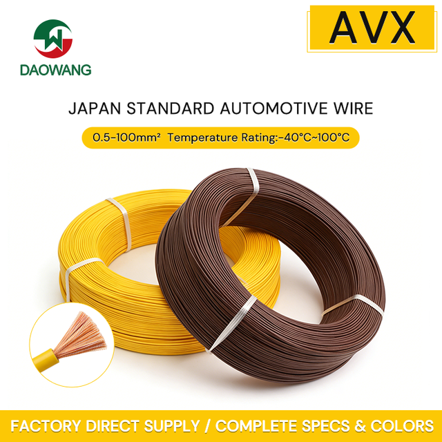 AVX Car Automotive PVC Wire 100C Single Core Stranded Oxygen-Free Tinned Copper RoHS Compliant Low Voltage Flame Retardant JASO