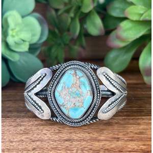 Bob Becenti Golden Hill's Fashion <b>Cuff</b> <b>Bracelet</b> Turquoise & Sterling <b>Silver</b> - Product Image 1