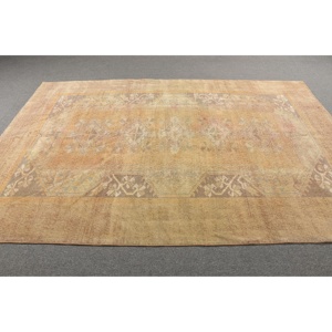 Turkish Vintage Rug, 6.2x9.2 ft Rug, Brown <b>Yellow</b> Floral Rug - Product Image 3