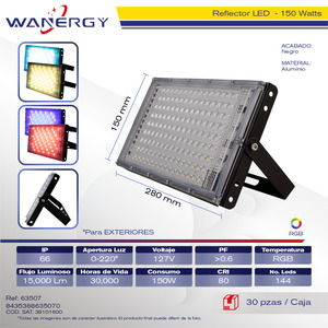144D 150W ha condotto il proiettore con riflettore in alluminio RGB bianco caldo & 6500K CCT per lo stadio paesaggistico ETL & RoHS certificato IP65"