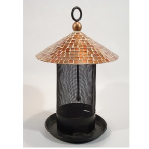 Comedero para pájaros de Metal con acabado de cobre antiguo de diseño acanalado, cúpula de cristal con anillo colgante para balcón interior, comedero colgante para pájaros - Product Image 2