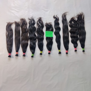 100% ต่อผมมนุษย์แบบมีลูกไม้เป็นลอนสำหรับต่อผมมนุษย์แบบไม่ผ่านกระบวนการผมสีดำบริสุทธิ์แบบไม่ผ่านกระบวนการผมตรงจากอินเดีย - Product Image 1