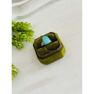 Southwest Kingman Turquoise & Sterling <b>Silver</b> Boho <b>Statement</b> <b>Ring</b> Emerald Cut Gemstone Size 7.5 for Everyday Wear - Product Image 4