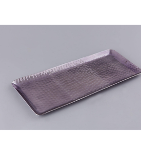 Bandeja de servicio rectangular de metal con acabado antiguo martillado en relieve y borde para el hogar restaurante Hotel ensalada - Product Image 2