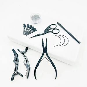 2025 nouvelle pince d'extension de cheveux de couleur personnalisée en acier inoxydable Kit d'outils d'extension de cheveux de haute qualité pour les clips de sectionnement de cheveux - Product Image 4