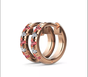 Pendientes de aro de banda de oro rosa de 10K con diamantes cultivados en laboratorio Joyería llamativa de moda para bodas y fiestas - Product Image 2