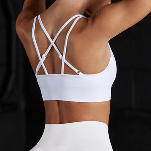 Women Yoga Running Plus Size Adjustable Belt Front <b>White</b> Sports <b>Bra</b> High Support Seamless Sports <b>Bra</b> For Women - Product Image 3