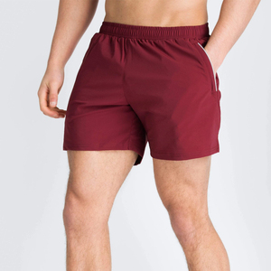 Shorts de gymnastique en maille de polyester légers et respirants pour hommes, vêtements de fitness à motif uni, avec poches zippées et décoration en dentelle - Product Image 2