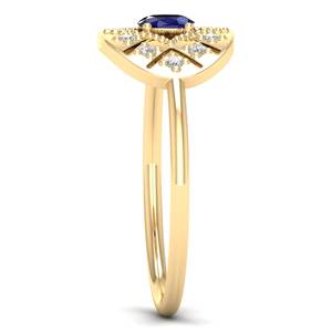 Anillos de Oro Sólido de 14K y 18K Personalizados REYES con Moissanita Certificada GRA y Zafiro Azul para Mujer, Joyería Fina - Product Image 3