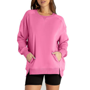 La sudadera de mujer es la mezcla perfecta Jersey liso en blanco Bordado Logo Cuello redondo Sudadera Yoga Gimnasio figuras transpirables - Product Image 5