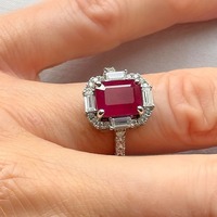 Bague de fiançailles certifiée en argent sterling 925 avec rubis taille coussin serti à griffes, faite à la main, style bohème, cadeau de mariage ou de fête, bijoux pour