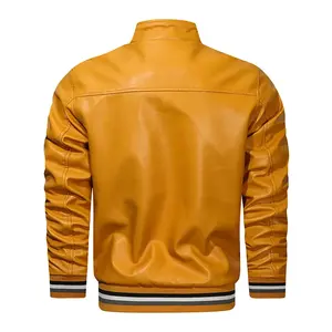 Chaqueta de cuero de motorista Vintage para hombre de alta calidad, decoración de piel con capucha, precio al por mayor, nuevo diseño informal, traje de primavera - Product Image 6