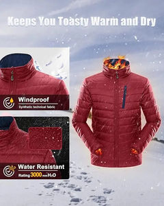 2025 Men's Casual Solid Pattern Puffer <b>Jacket</b> Lightweight <b>Packable</b> Winter Coat Zipper Closure Breathable Waterproof Cotton Front - Product Image 4