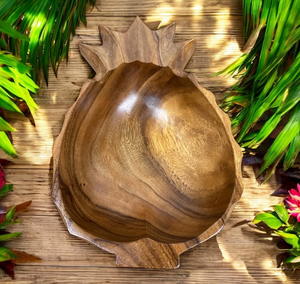 Cuenco de madera para servir ensalada cuenco de fruta seca directo de forma de piña India 2 piezas artesanías cuenco de madera para servir - Product Image 6