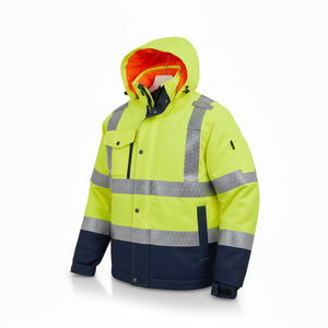 Chaqueta de Seguridad Reflectante de Alta Visibilidad |   Ropa de Trabajo Impermeable, Aislante y de Alta Visibilidad con Franjas Reflectantes y Capucha - Product Image 2